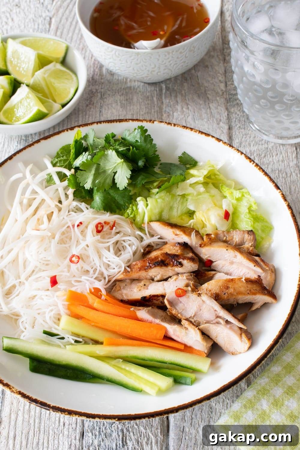 Lemongrass Chicken Rice Noodle Bowls