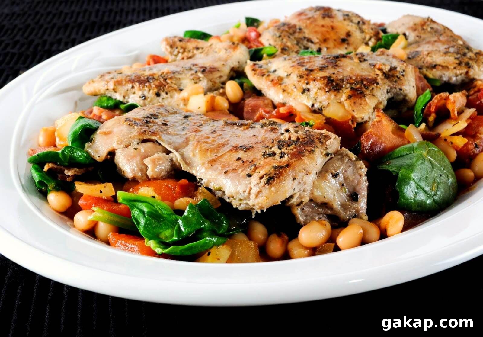 Tuscan Chicken with White Beans and Spinach