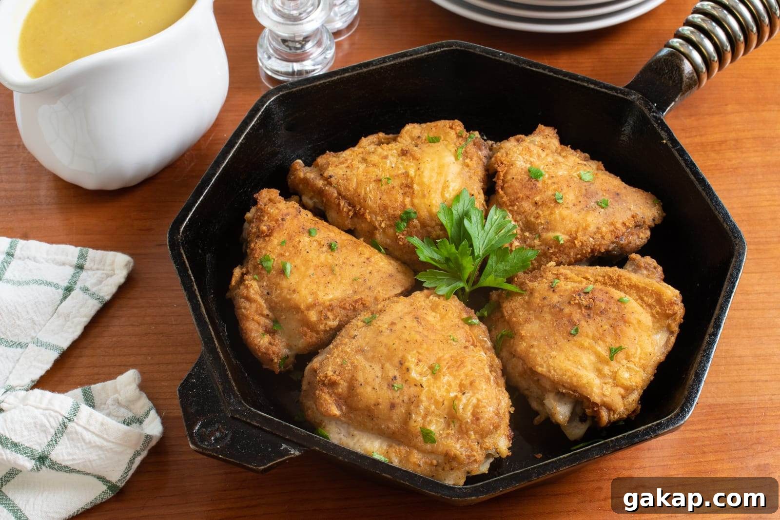 Skillet Roasted Chicken Thighs with Pan Gravy
