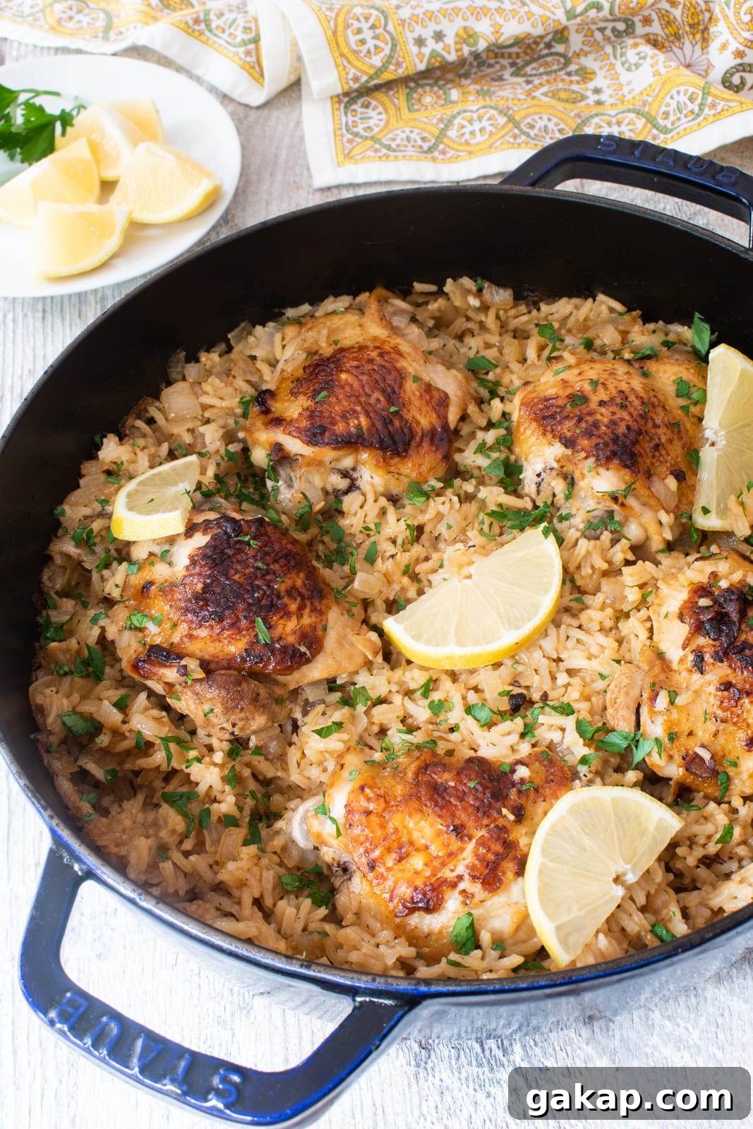 One Pot Greek Chicken and Lemon Rice