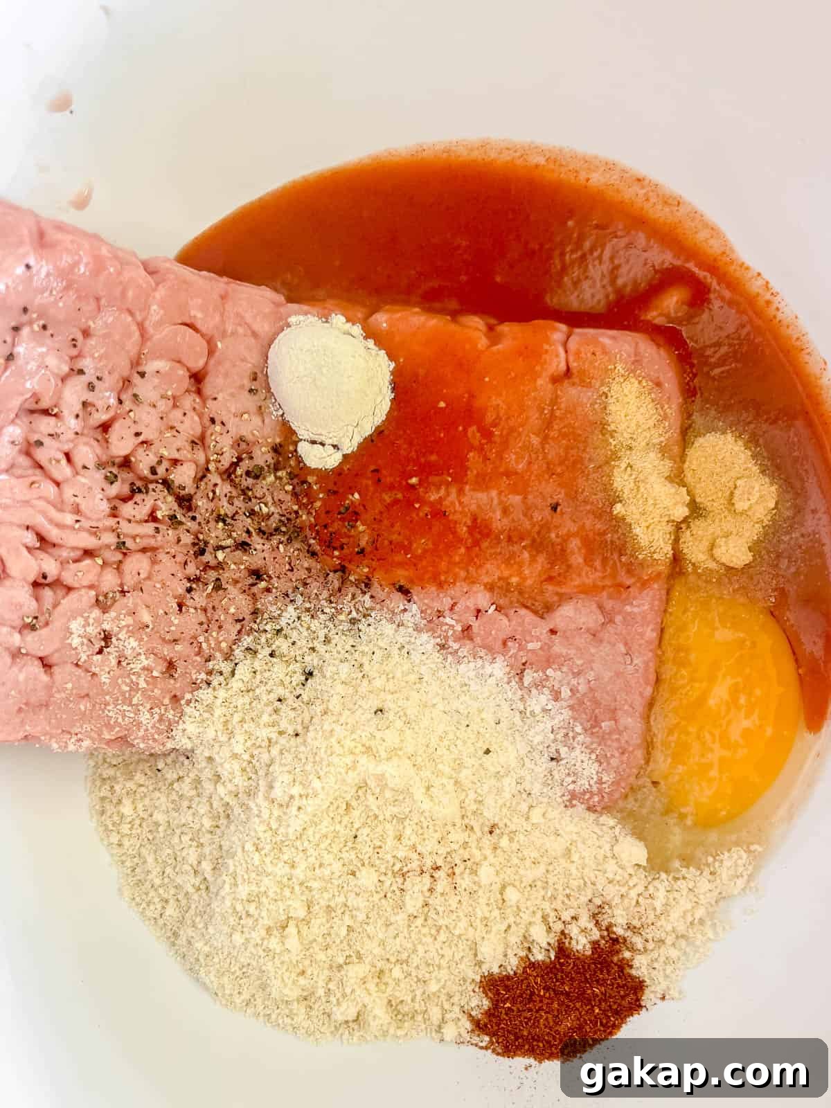 All of the buffalo turkey ingredients in a bowl.