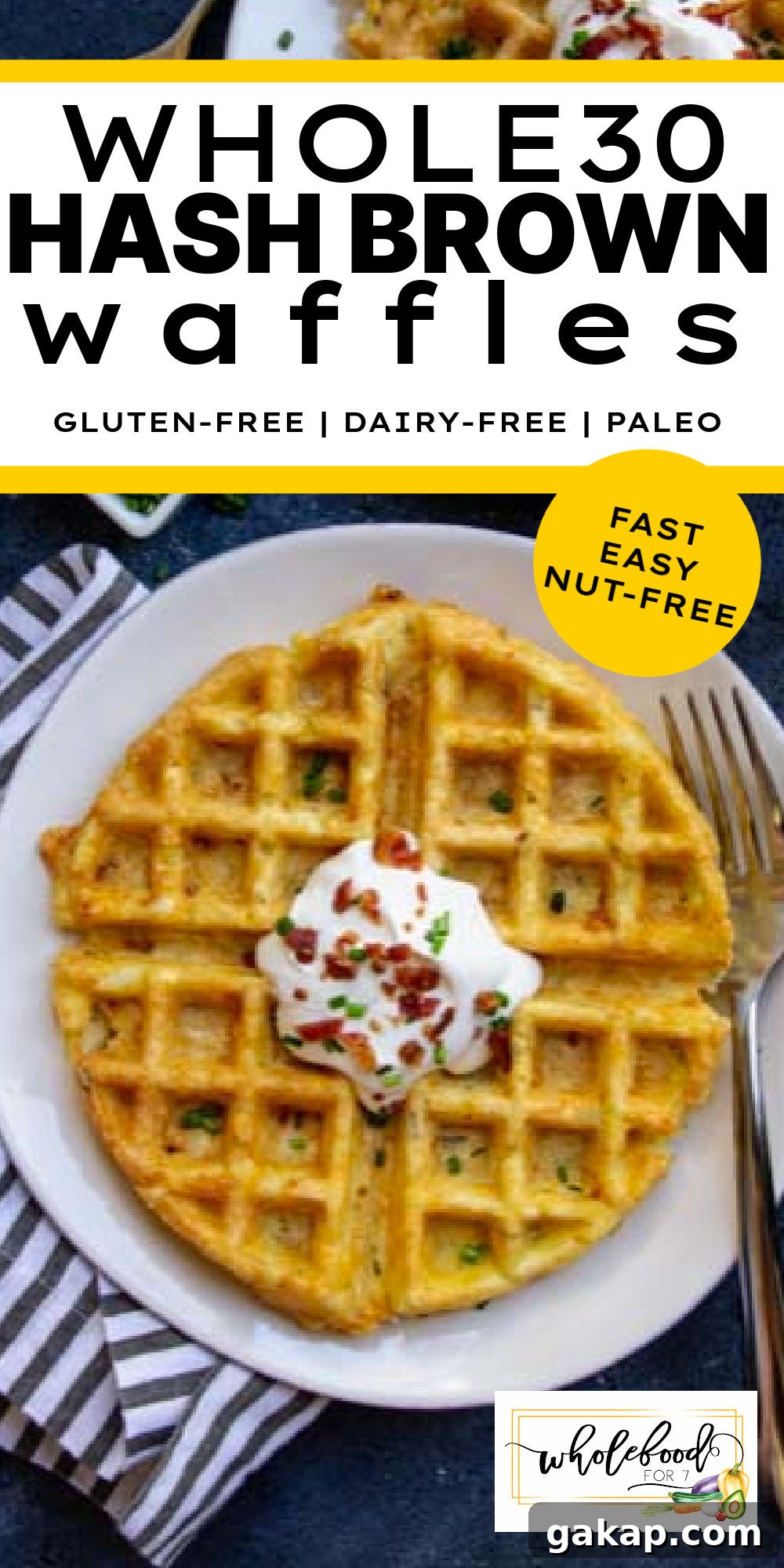 Whole30 Hash Brown or Cauliflower Waffles - Paleo, gluten-free, dairy-free, nut-free, freezer-friendly, kid-friendly