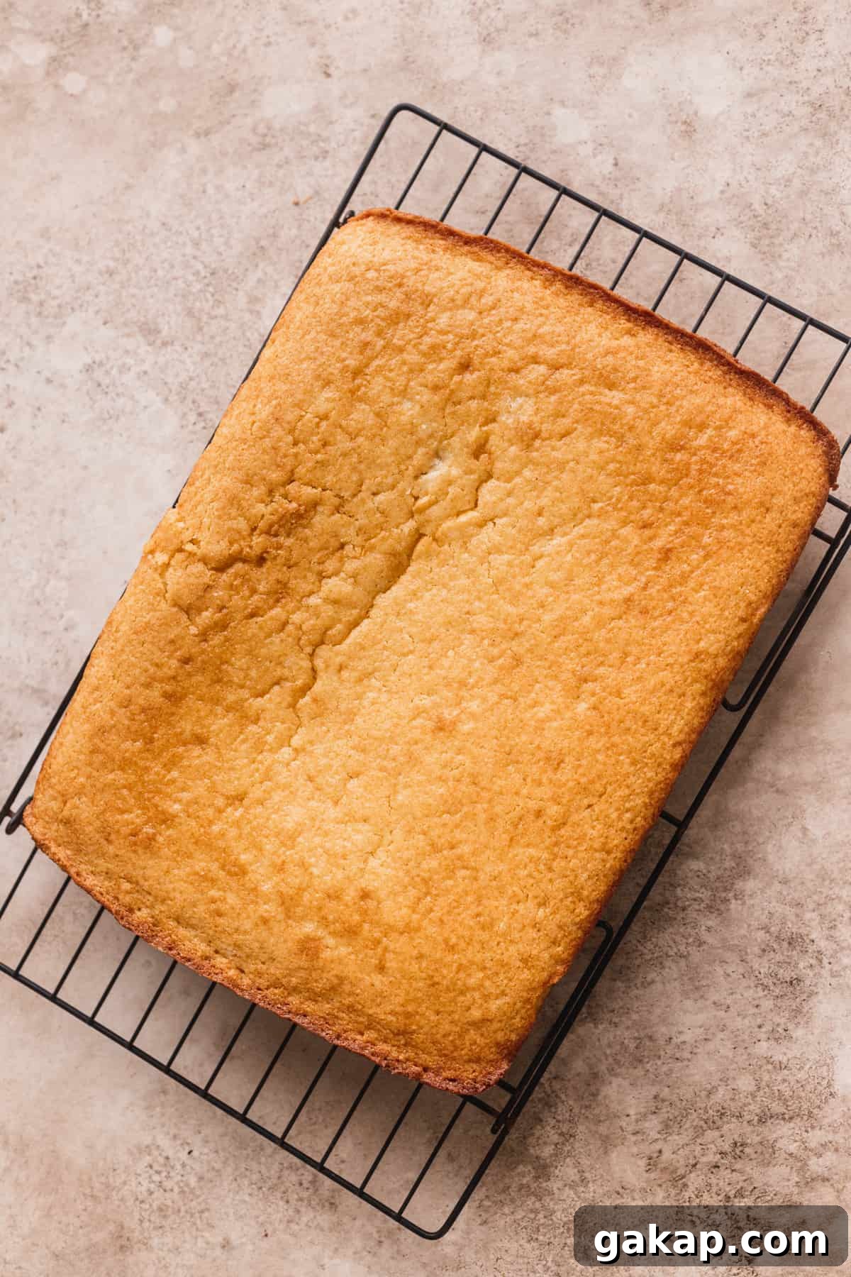 Cornbread on a wire rack.