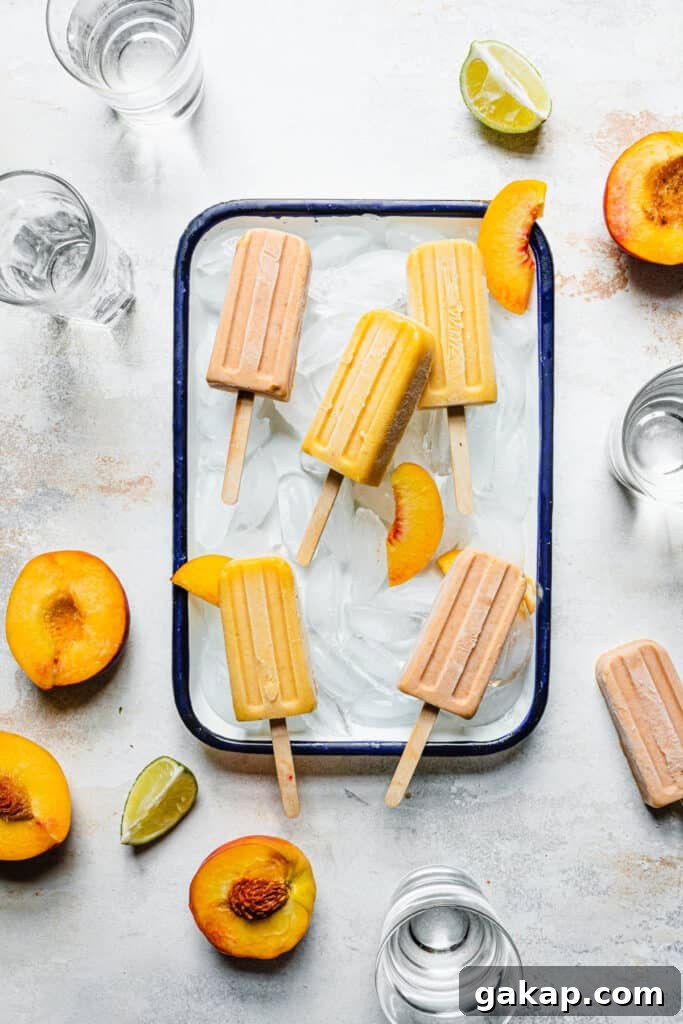Refreshing Peach Pie Popsicles Recipe: Homemade Summer Dessert 12 Peach popsicles close