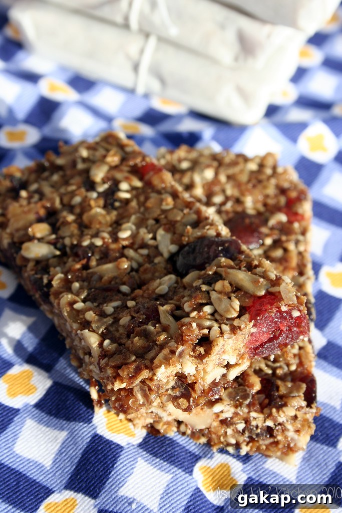 Sliced granola bars ready to pack