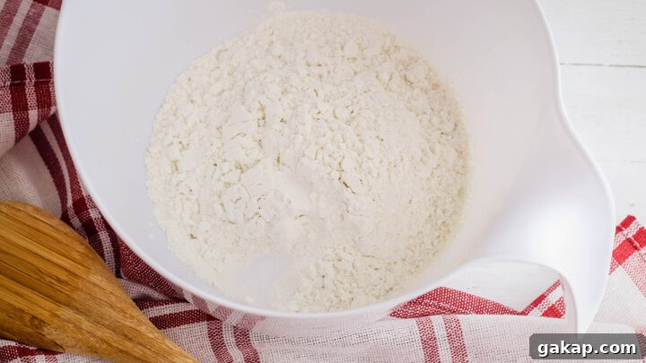 Flour and salt in mixing bowl