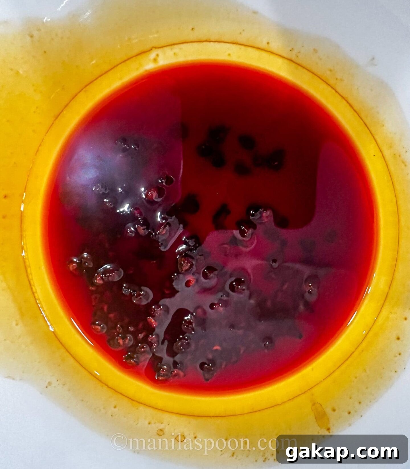Red liquid from the annatto seeds