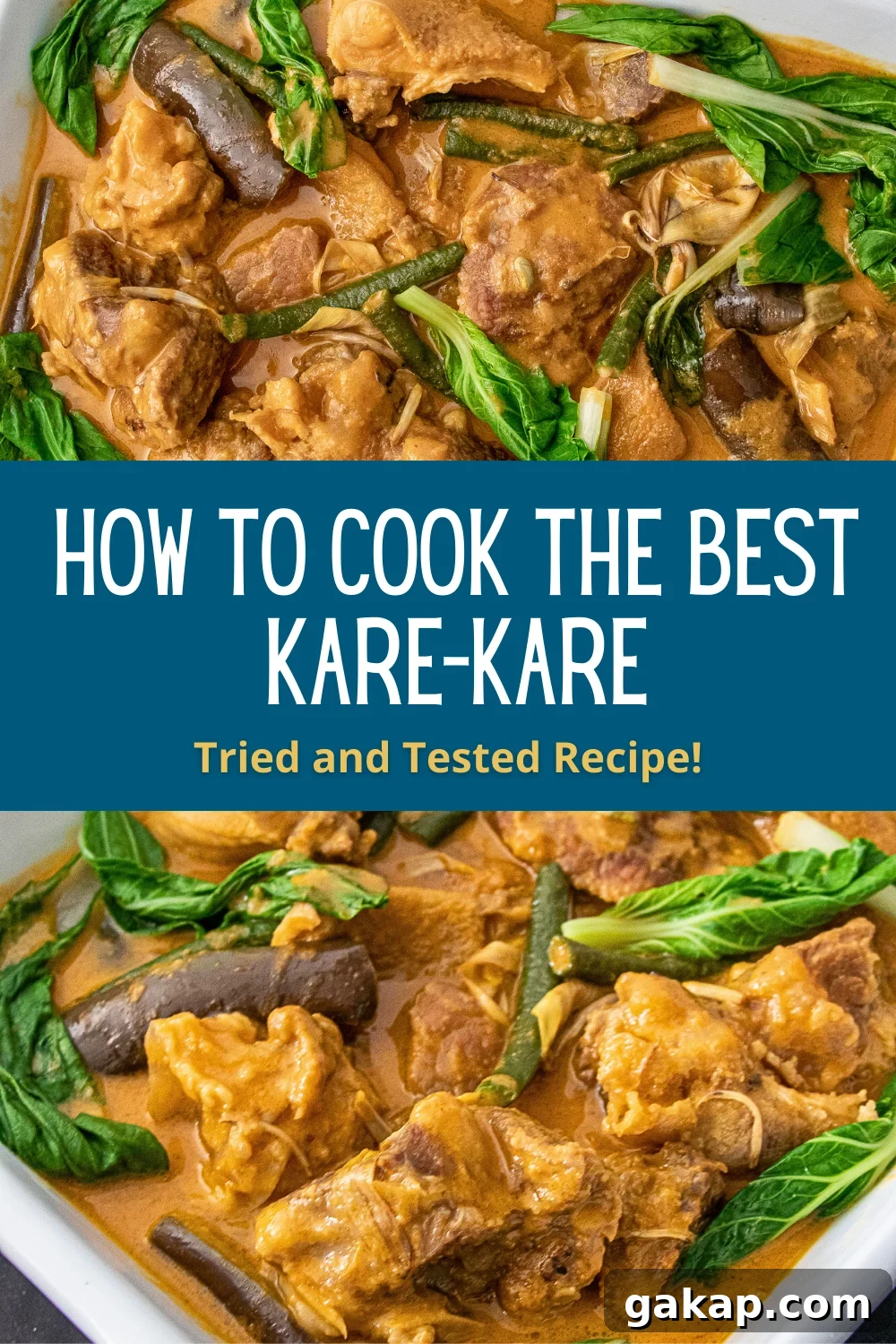 Kare-Kare (Filipino Beef Oxtail Stew in Savory Peanut Sauce) Image Pin
