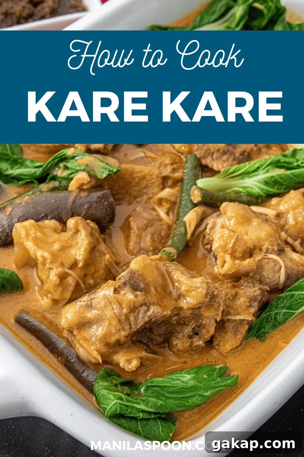 Kare-Kare (Filipino Beef Oxtail Stew in Savory Peanut Sauce) Image Pin