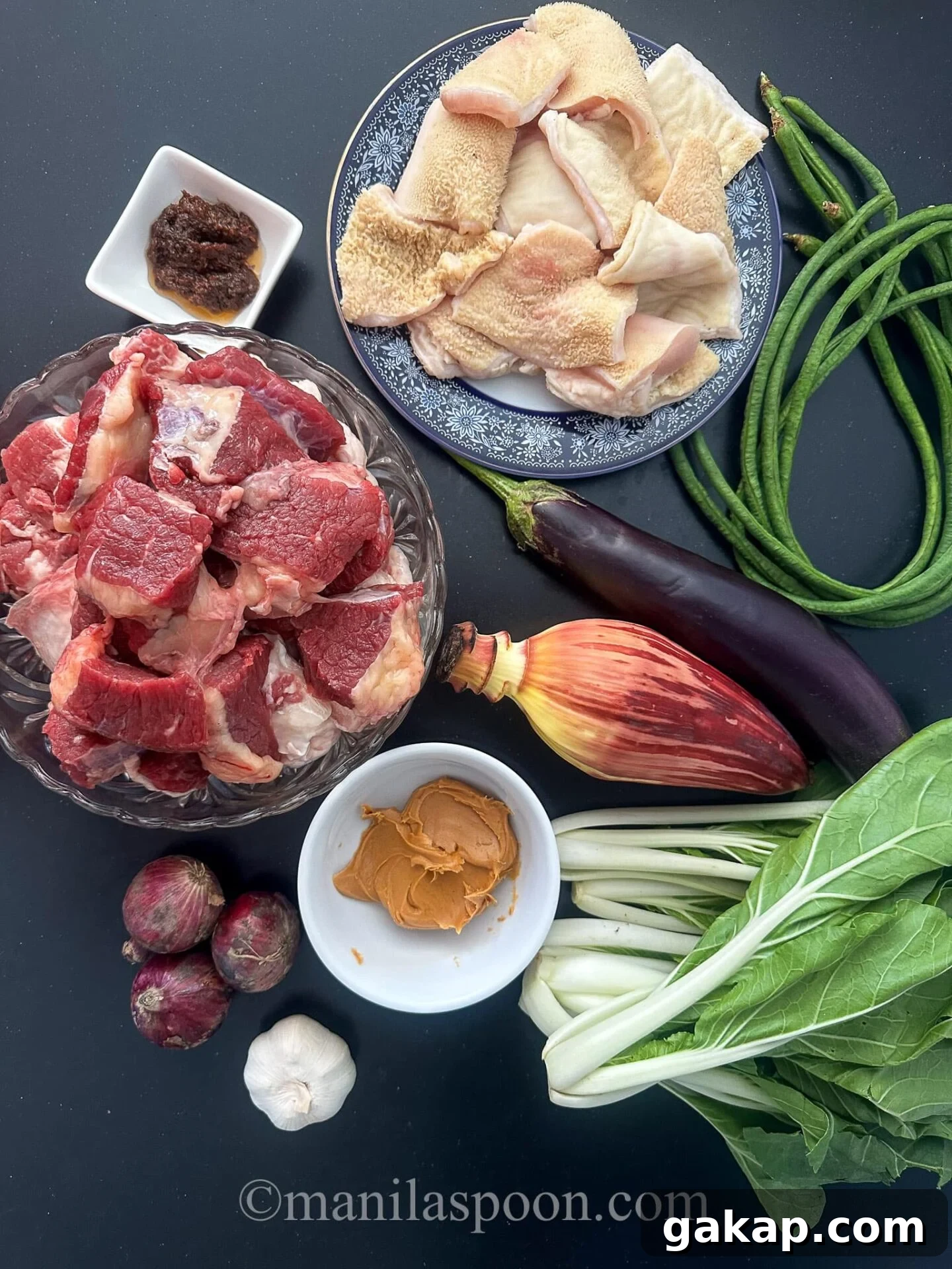 Ingredients for Kare-Kare (Filipino Beef Oxtail Stew in Savory Peanut Sauce)