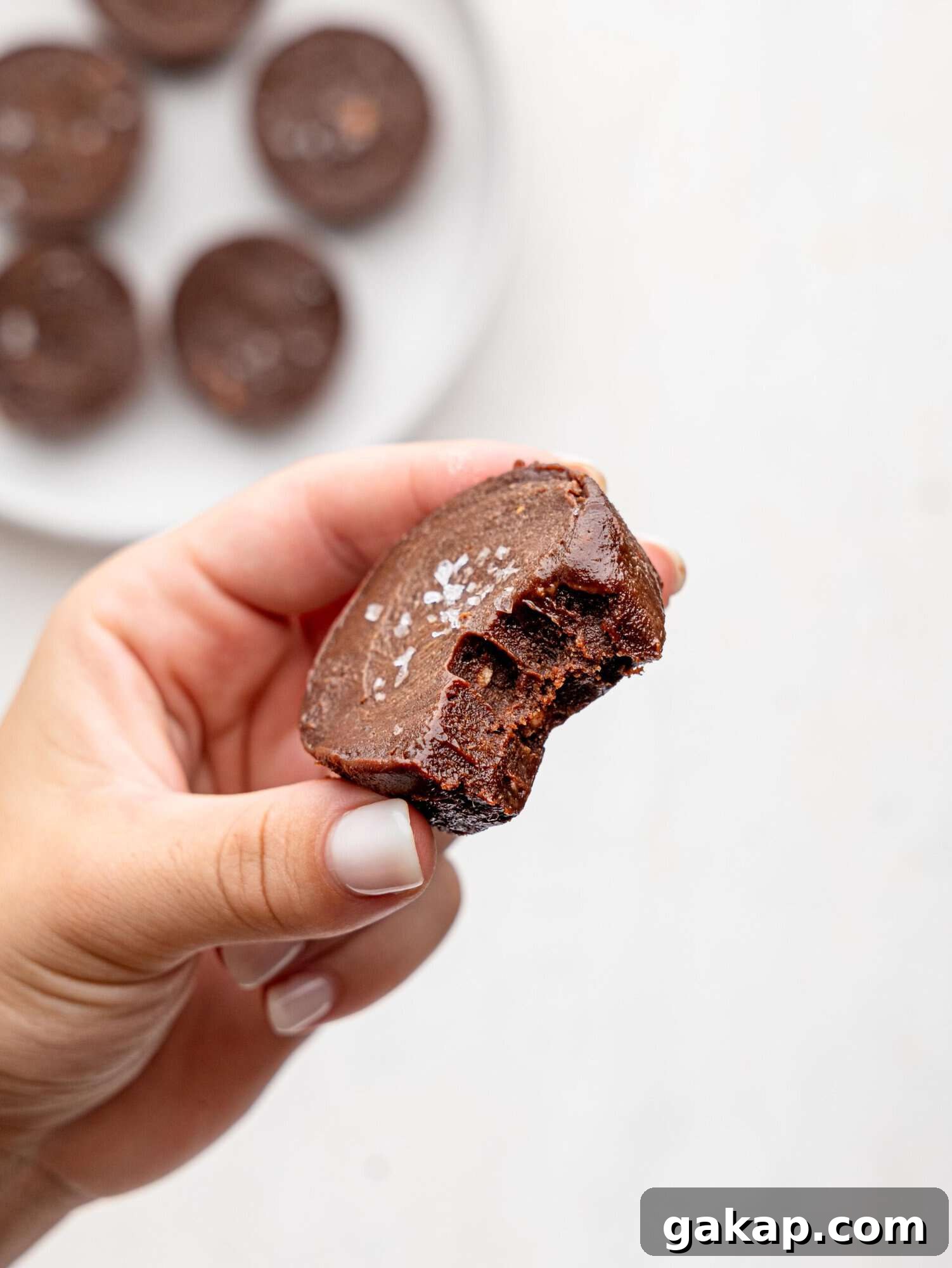 A hand holding a half-eaten piece of fudge.
