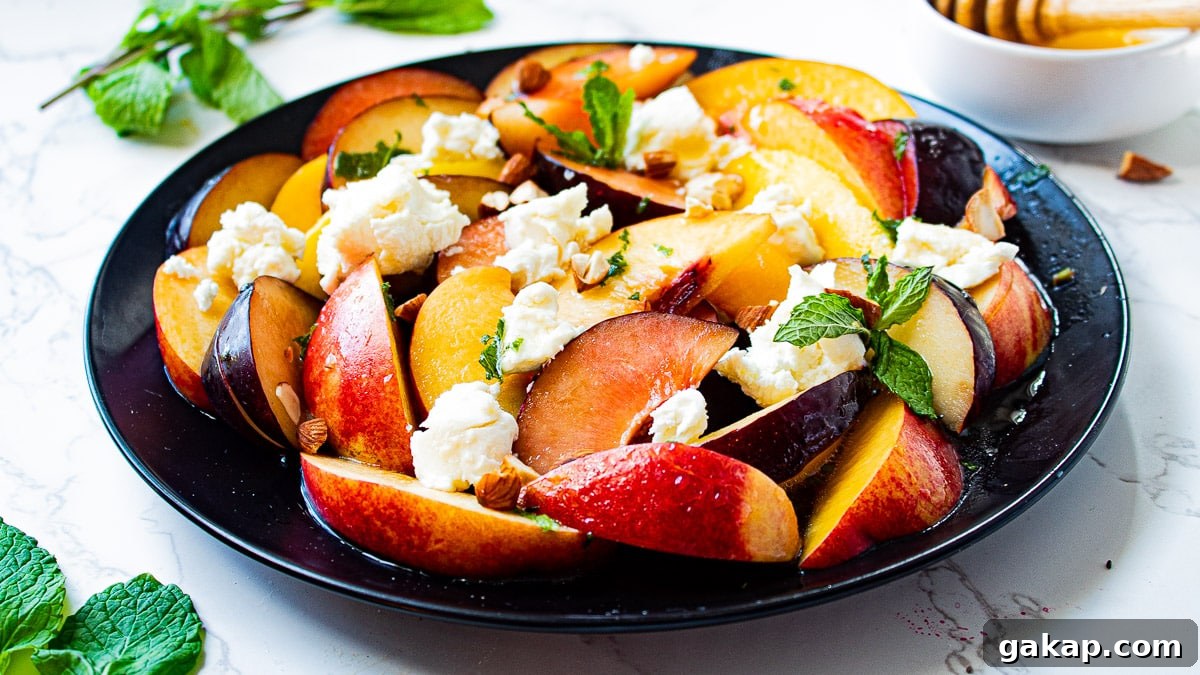 stone fruit salad on a plate
