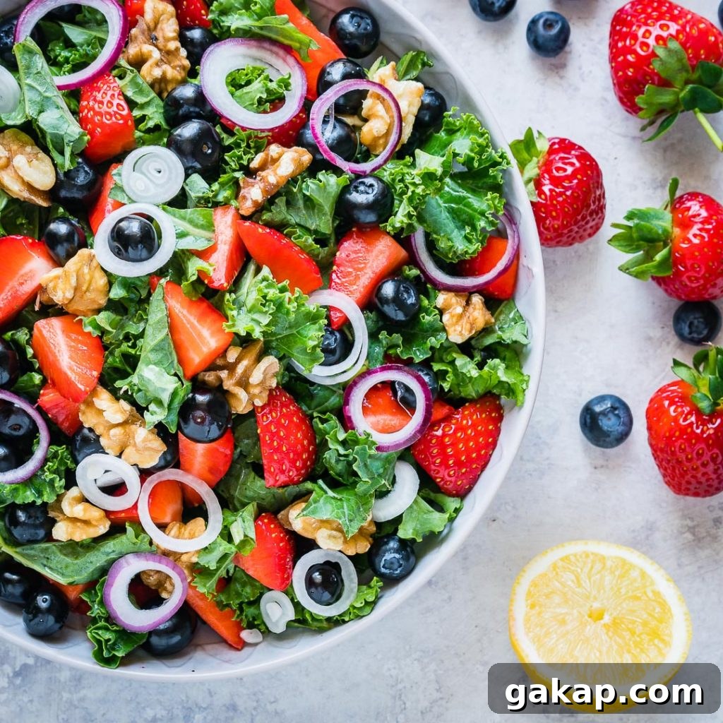 Massaged Kale and Berry Salad with Citrus Vinaigrette 3 Massaged Kale Fresh Berry Salad with Citrusy Vinaigrette Instructions