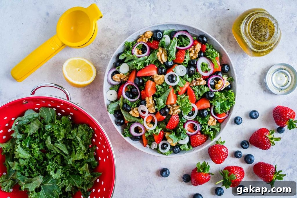 Massaged Kale and Berry Salad with Citrus Vinaigrette 6 Citrus Vinaigrette Recipe instructions