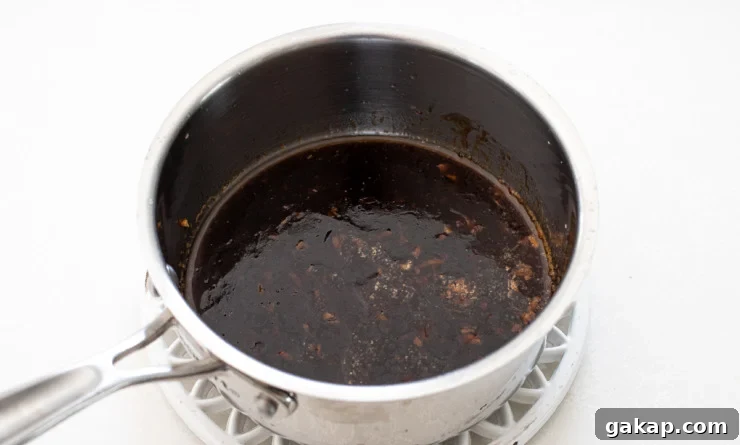 asian sauce in small saucepan