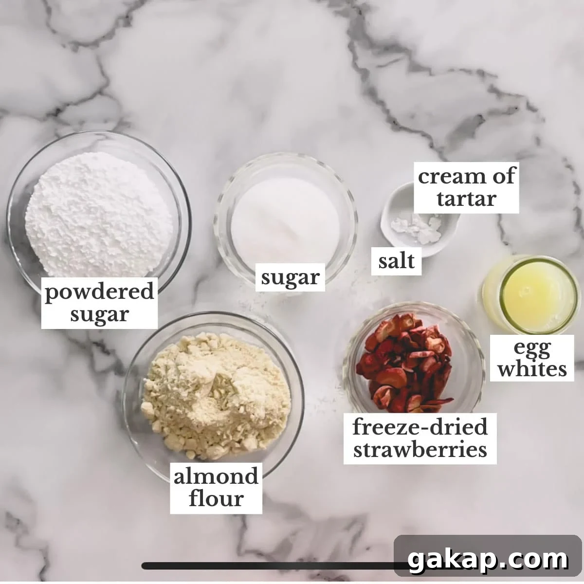 Strawberry macaron ingredients.