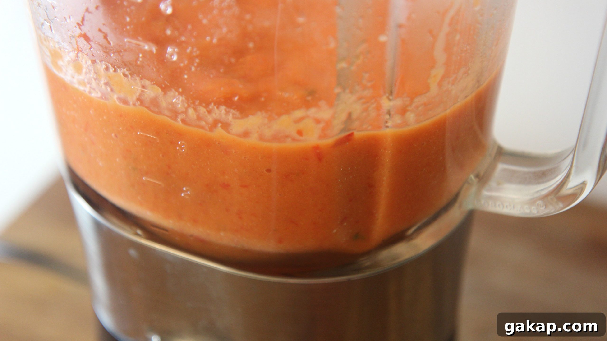 Blended vegetables in a blender.