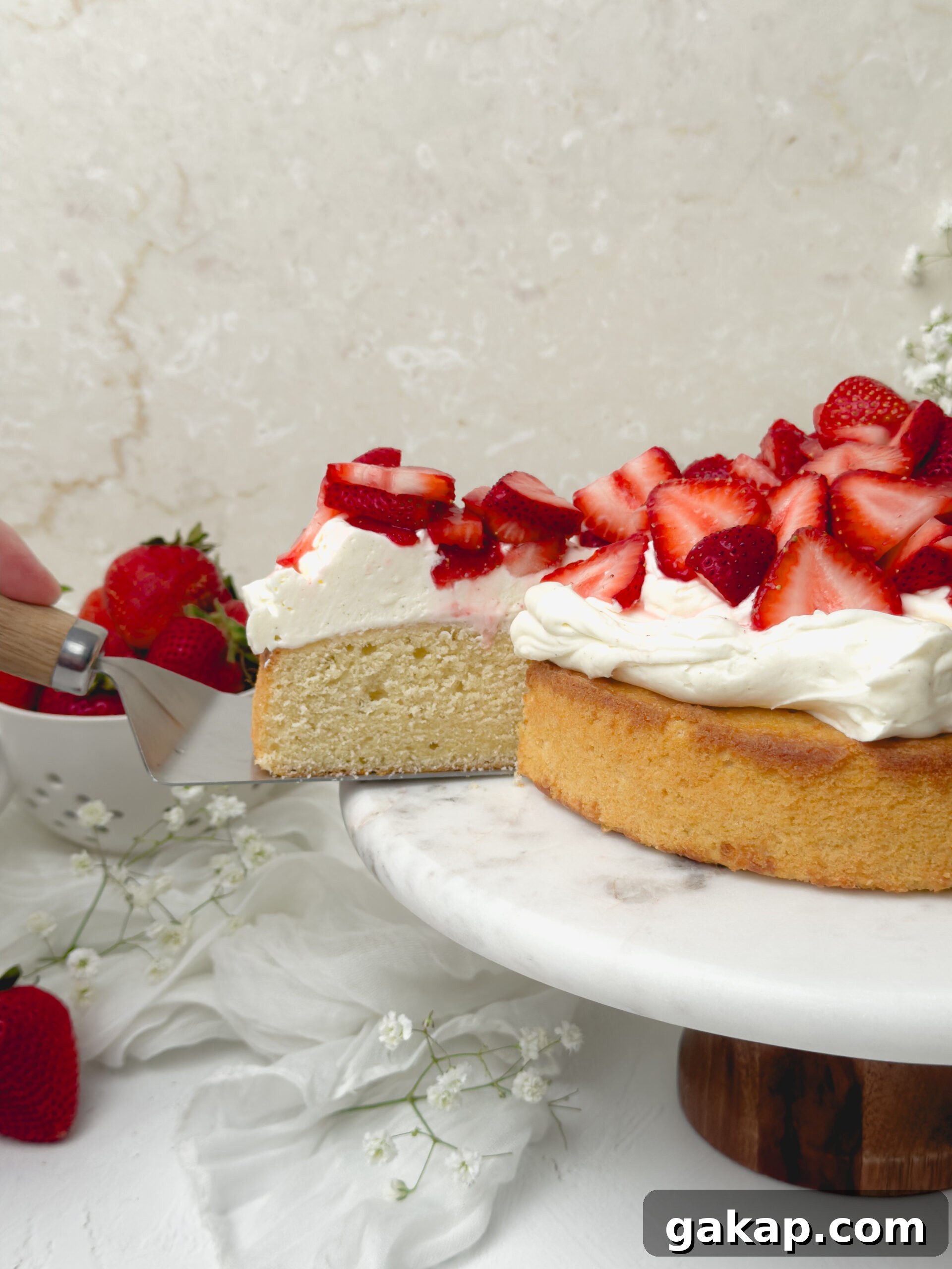 Slice of strawberry cake