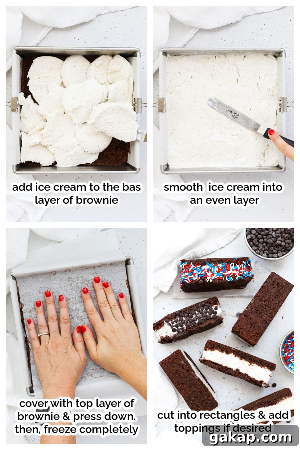 Gluten-Free Brownie Ice Cream Sandwich Recipe 7 assembling gluten-free brownie ice cream sandwiches, step by step