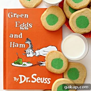 Green Eggs and Ham Sugar Cookies Inspired by Dr. Seuss 7 Green Eggs and Ham book with Green Eggs and Ham Cookies and milk