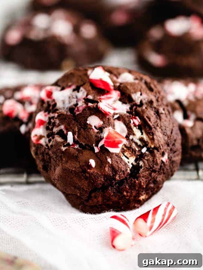 Close-up of chocolate peppermint cookie