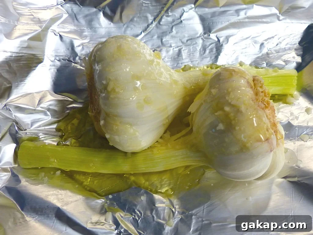 Green garlic ready for the oven