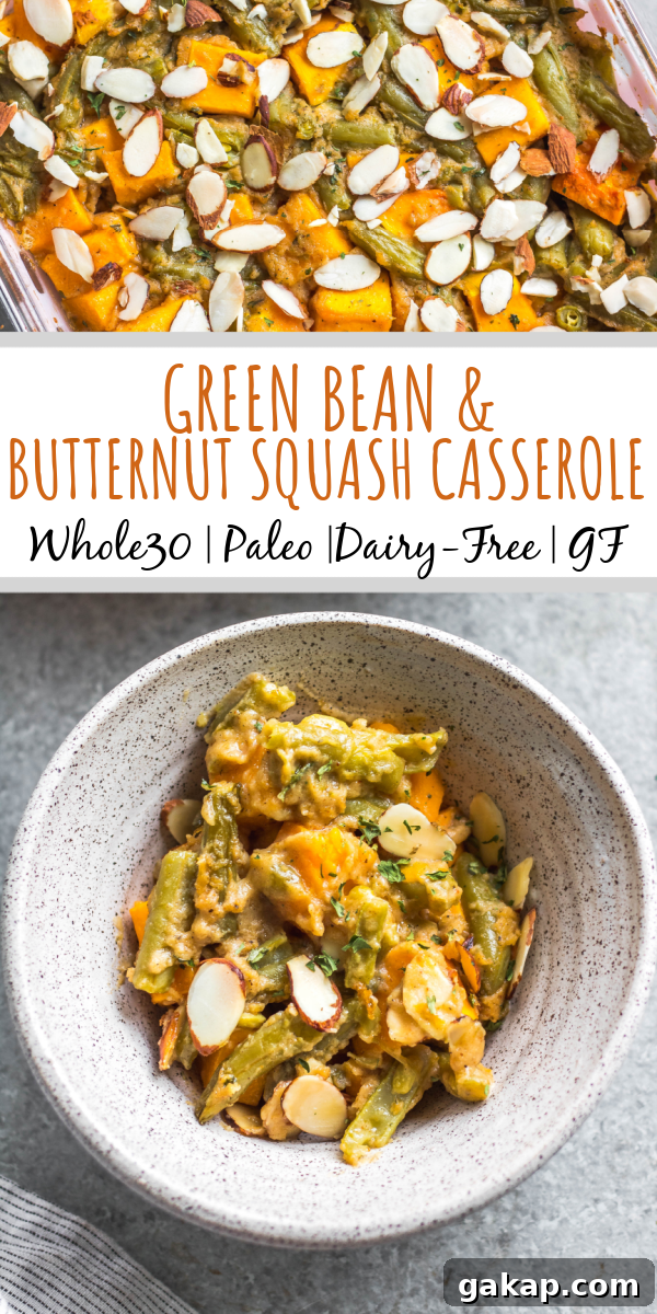 Whole30 butternut squash green bean casserole