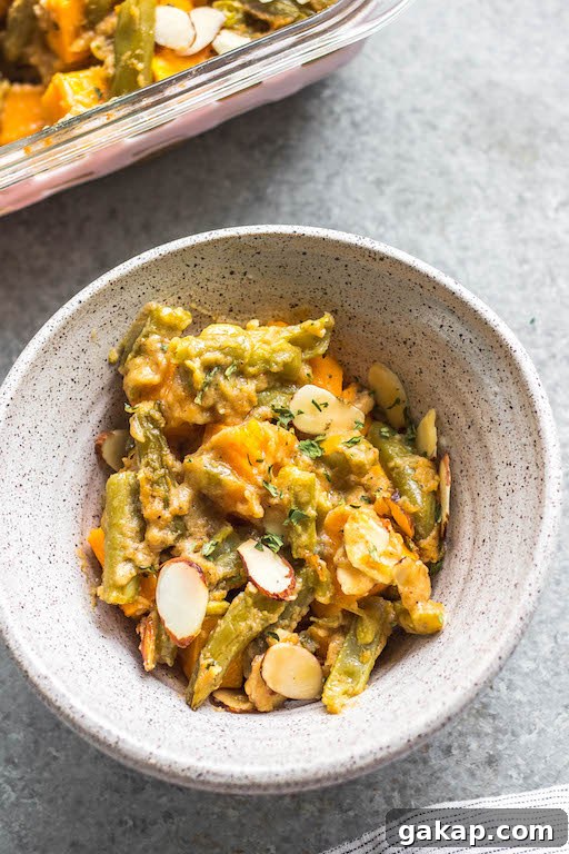 butternut squash green bean casserole serving