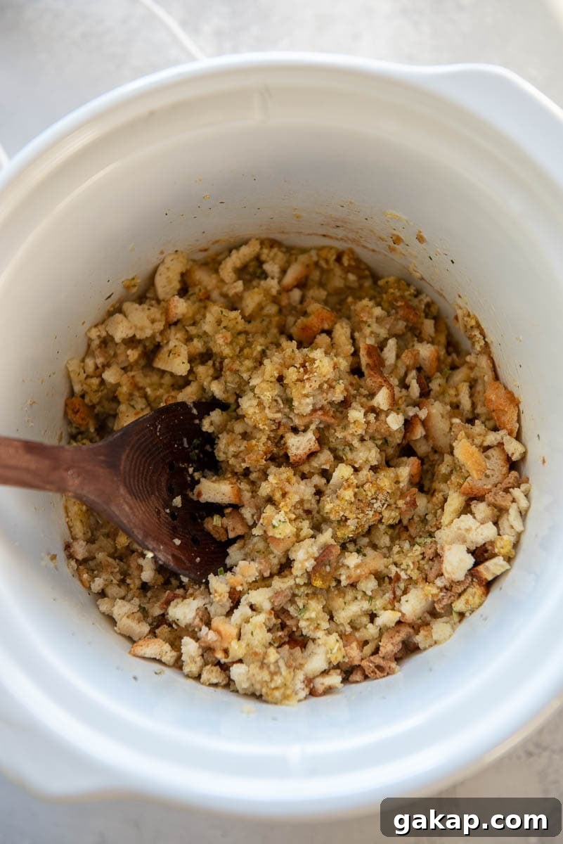 slow cooker with boxed stuffing mix