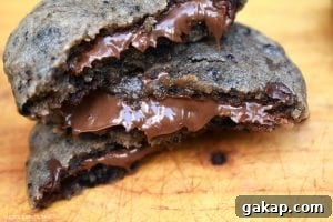 Nutella Stuffed Cookies and Cream Cookies close-up
