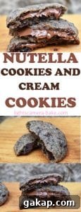 Nutella Stuffed Cookies and Cream Cookies tall stack