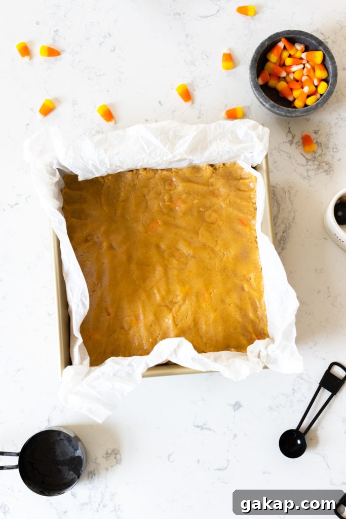 Blondie dough pressed in pan