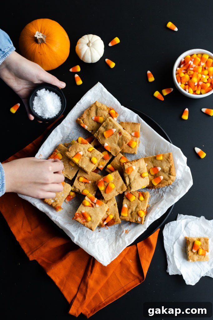 Candy Corn Blondies with sea salt flakes