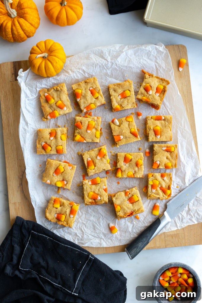 Candy Corn Blondies sliced