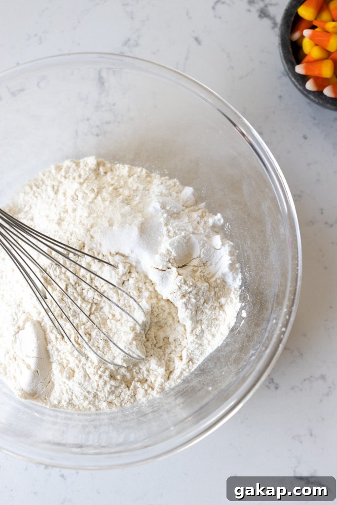 Dry ingredients for Candy Corn Blondies