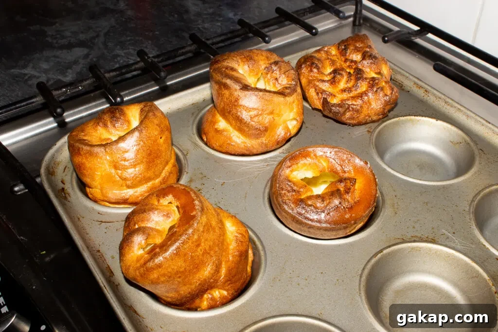 Baked Yorkshire puddings in a Yorkshire pudding pan (rested for 1 hour)