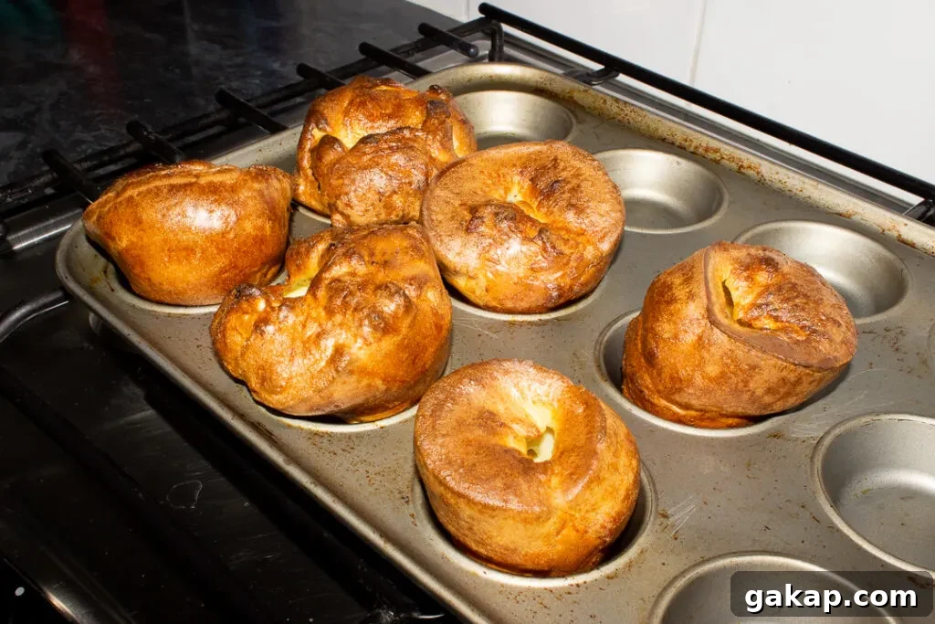 Baked Yorkshire puddings in a Yorkshire pudding pan (rested for 2 hours)
