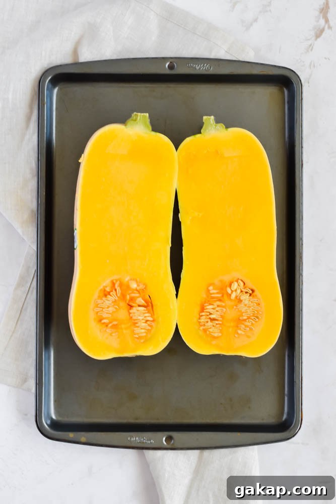 butternut squash peeled and halved with seeds