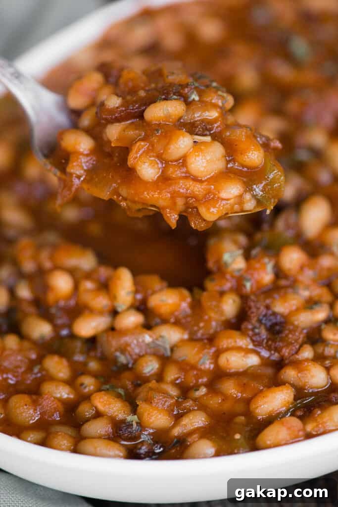 Spoonful of baked beans made in the Instant Pot