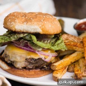 homemade cheeseburger and fries