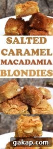 Salted Caramel Macadamia Blondies plated and ready to serve