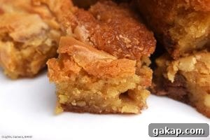 Baked salted caramel macadamia blondies - slightly underbaked, fudgy center
